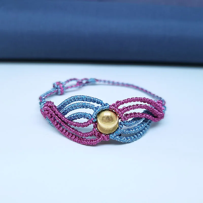 

New Original Pure Hand Knitted Thread Double Color Small Wings Knitted Cord Bracelet Fashion Women's Holiday Party Jewelry Gift