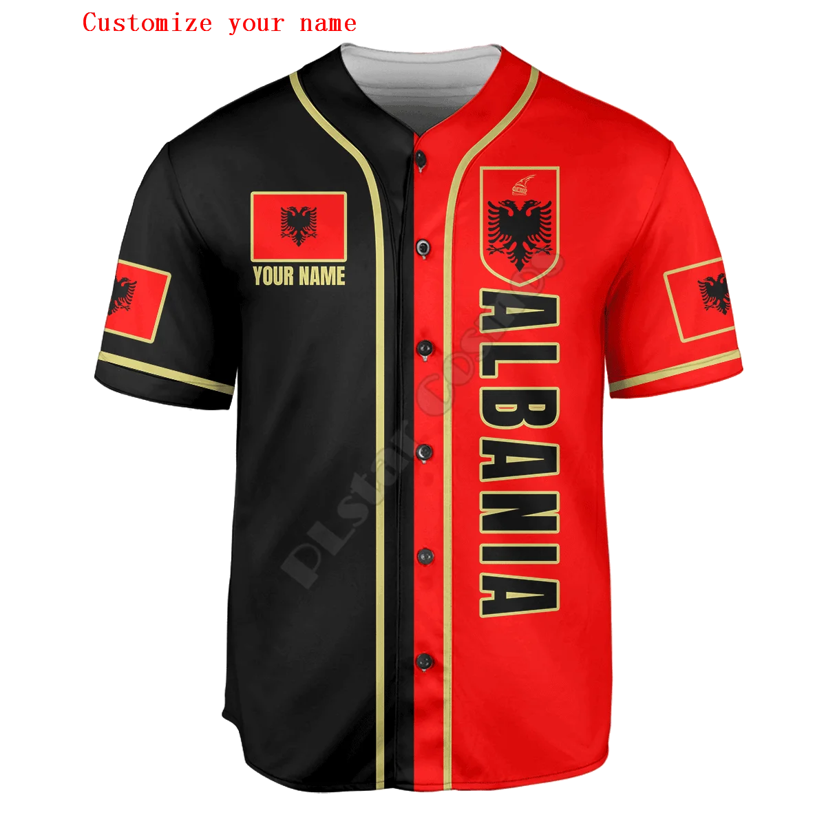 

Albania Thunder Customize Your Name Baseball Jersey Shirt Baseball Shirt 3D Printed Men's Shirt Casual Shirts hip hop Tops
