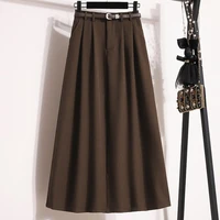 2026 Korean High Waisted Suit Pleated Skirt Plus Size Skirts for Women Spring Elegant Solid Women's Wrap Umbrella Skirts - Image 5