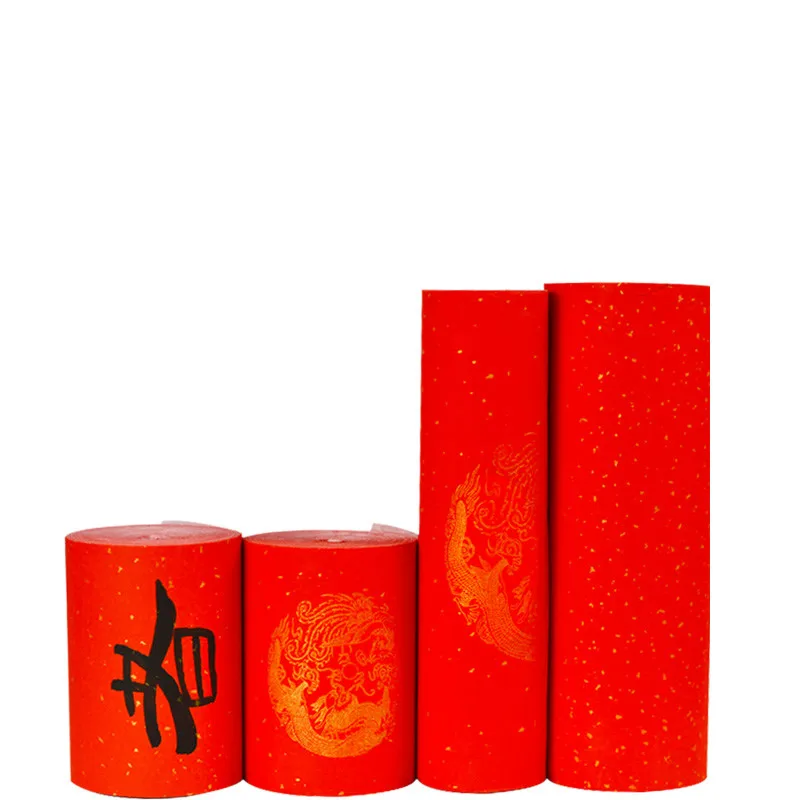 Rolling Red Xuan Paper Decoupage Chinese Spring Festival Couplet Red Paper Brush Calligraphy Half-Ripe Xuan Paper Papel China