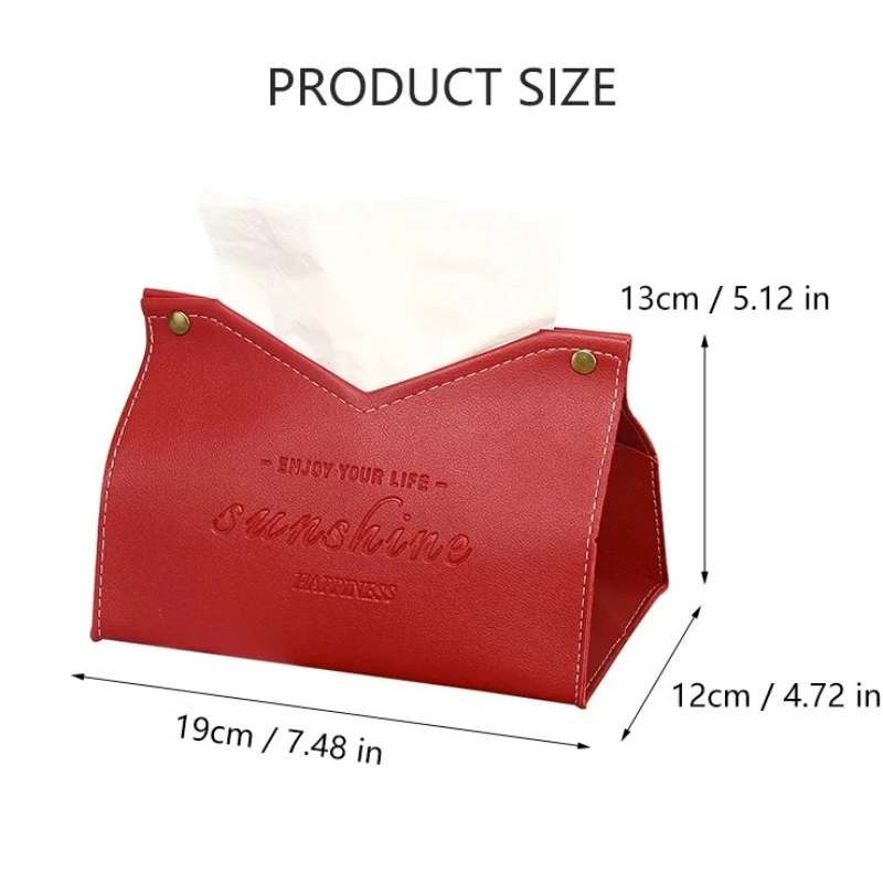 PU Leather Tissue Box Cover V Shape Opening Toilet Paper Dispenser Holder for Car Home Living Room Bedroom Office Decor