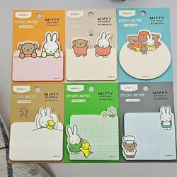 Kawaii Miffy Cartoon Sticky Notes Set - Cute & Creative Stationery Gift - 30 Pages 7.6x7.6cm (6PCS)