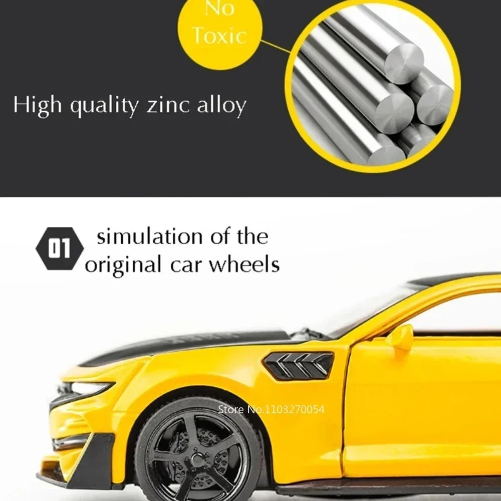 Scale 1/32 Camaro Toys Model Car Alloy Metal Diecast With 4 Door Opened Sound Light Pull Back Vehicle for Boy Gift Collection 3