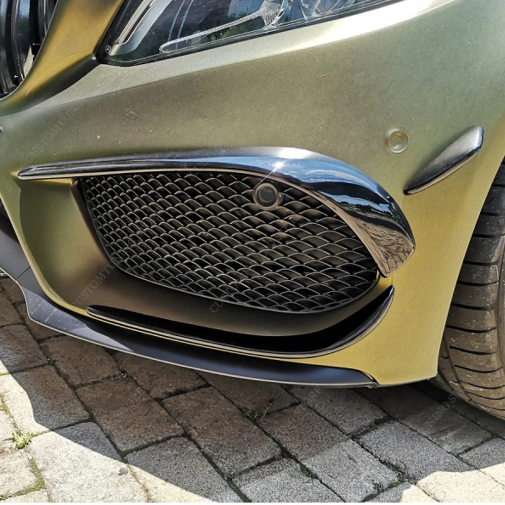 

Сплиттер переднего бампера для Mercedes W205 A205 C205 отделка Aero фитили C200 C300 C220 C350e C43 AMG 2015-2018 комплекты обшивки противотуманной фары