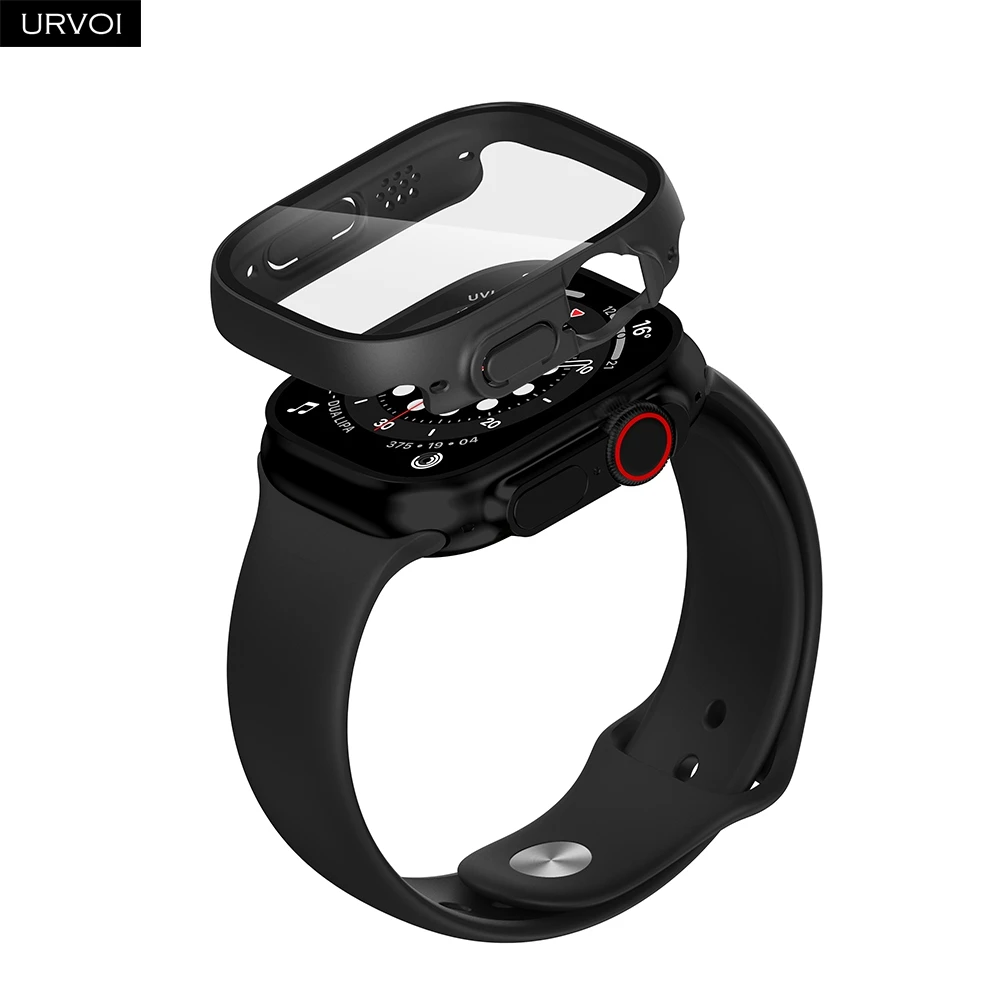 Watch Accessories, Apple Watch Screen Protector Case, PC+Tempered Glass Cover for Apple Watch ultra 1 2