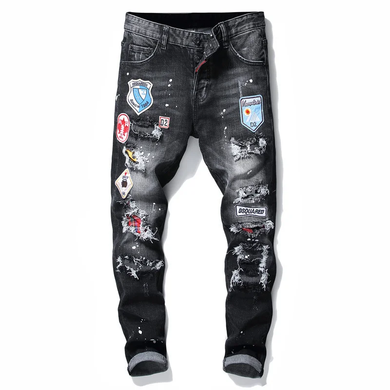 2022 new dsquared2 jeans ripped hole wild maple leaf ICON personalized  zipper D2 jeans men's bottoming jeans| | - AliExpress