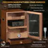 Cigar Cabinet, Desktop Humidor Light Control System with Spanish Cedar Wood Shelves, 3 Humidifiers and Accessories Drawer 3