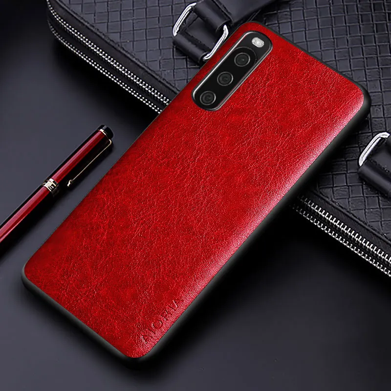 Luxury PU Leather Business Phone Case - Solid Color Design