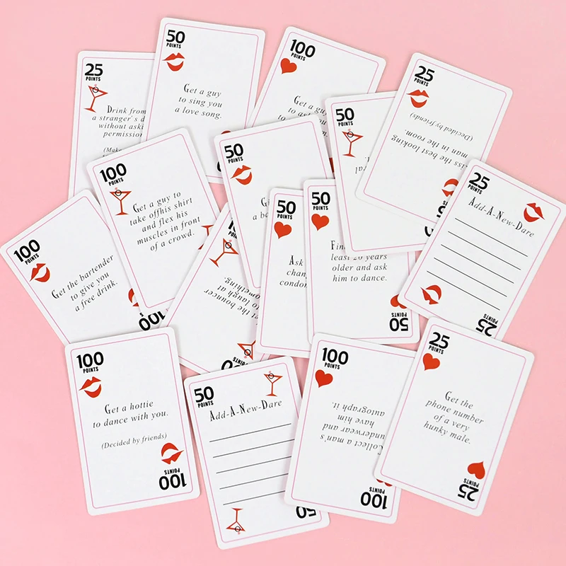 52Pcs Bachelorette Party Dare Card Funny Game Card Girl Hen Night Party Bar Supplies Wedding Bridal Shower Gift Decoration Favor