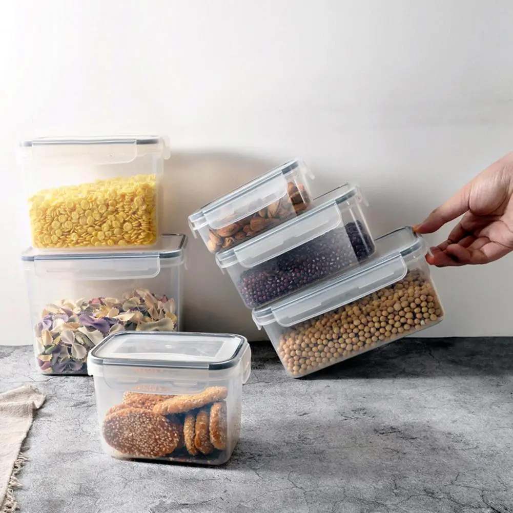 

3Pcs Clear Food Storage Box With Lid Cereal Candy Dried Jars Dry Goods Nuts Snacks Grain Cereal Seasoning Sealing Jar Container