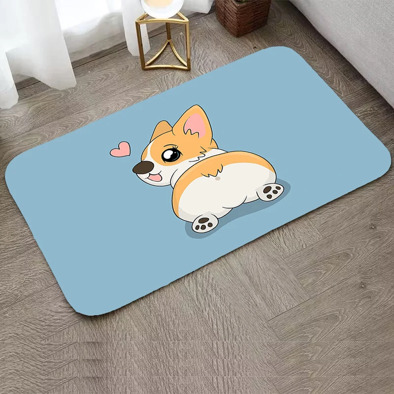 

Welcome Mat Corgi Children Room Mat Bathroom Floor Mats Carpet Living Room Rug Home Decoration Kitchen Foot Bath Door Prayer