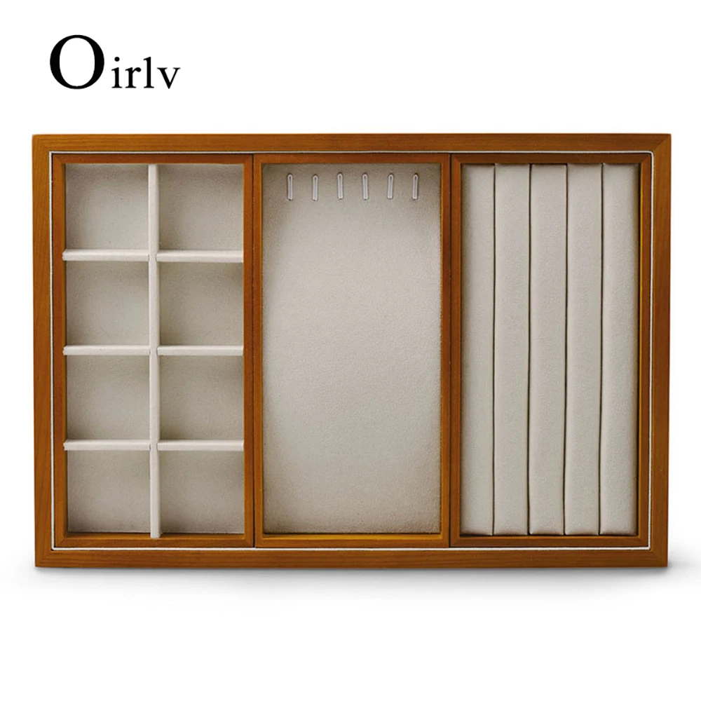 Oirlv-bandeja de madera multifunción para joyería, cajón apilable, organizador de pulsera, reloj, escaparate de pendientes, soporte de joyería