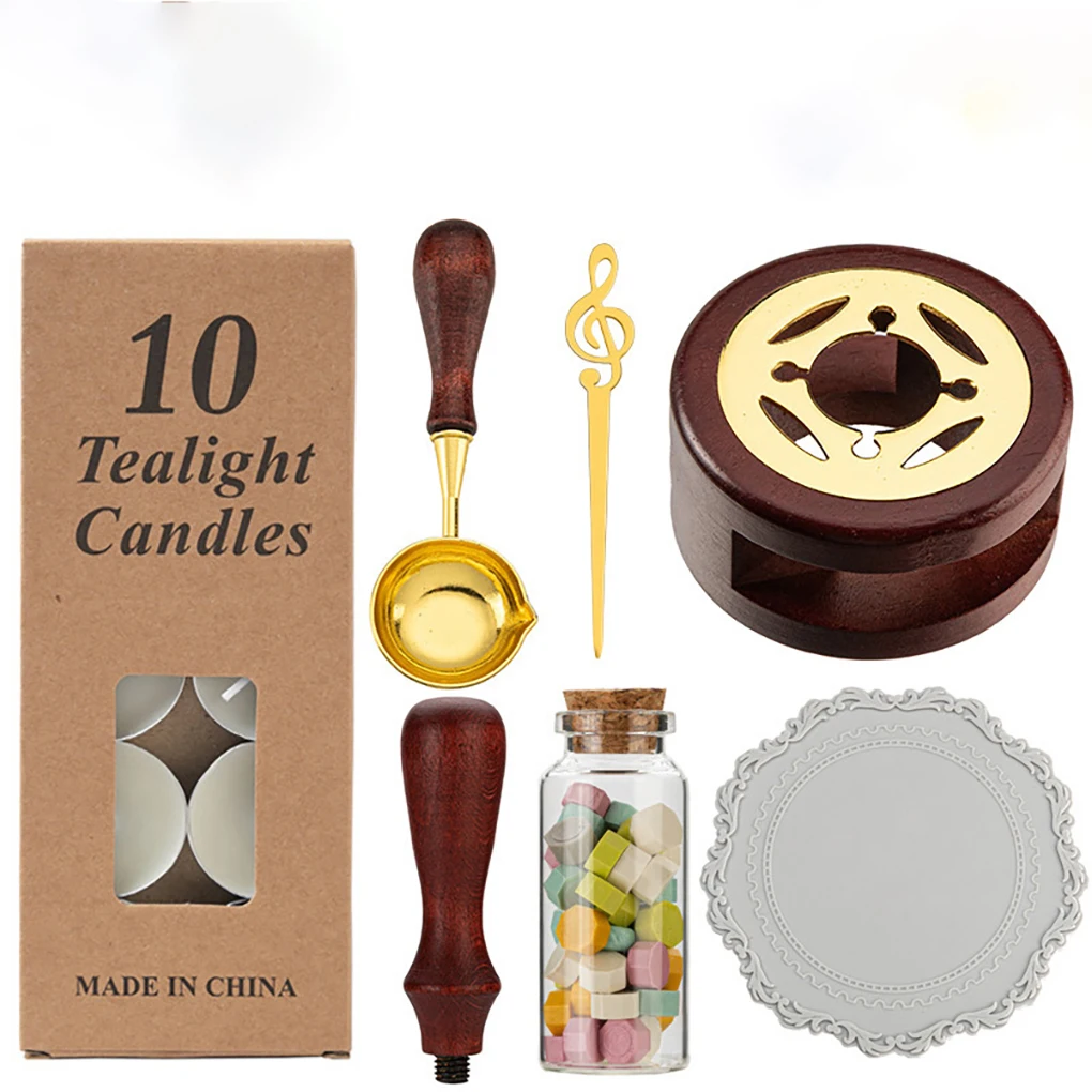 Lacquer Furnace Wax Seal Stamp Set Box Kit with Spoon Wax Seal Melting