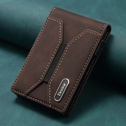 Luxury Faux Leather Wallet with Auto Eject Card Slot & Magnetic Closure (Brown)