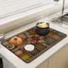 HeroQuest with Stitched New Super Absorbent Coffee Dish Kitchen Absorbent Draining Mat Drying Mat Quick Dry Bathroom Placemat 6