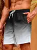 Men's Gradient Print Double Layer Design Anti-Ambarrassment Fashion Cool Quick Dry Beach Pants 3