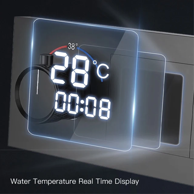 AITANA ทองเหลืองหรูหรา Gunmetal จอแสดงผล LED ระบบฝักบัวอาบน้ํา Thermostatic เพดานห้องน้ําฝังปกปิดผ้าม่านยักษ์สายฝน 6