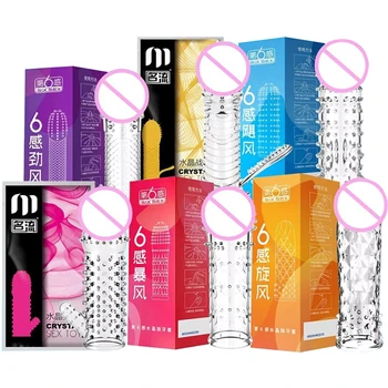 Wolf's Tooth Condom Crystal Single Box Large Particle Stabbing Penis Sleeve Reusable Cock Ring Extender Erotic Condoms for Men 1
