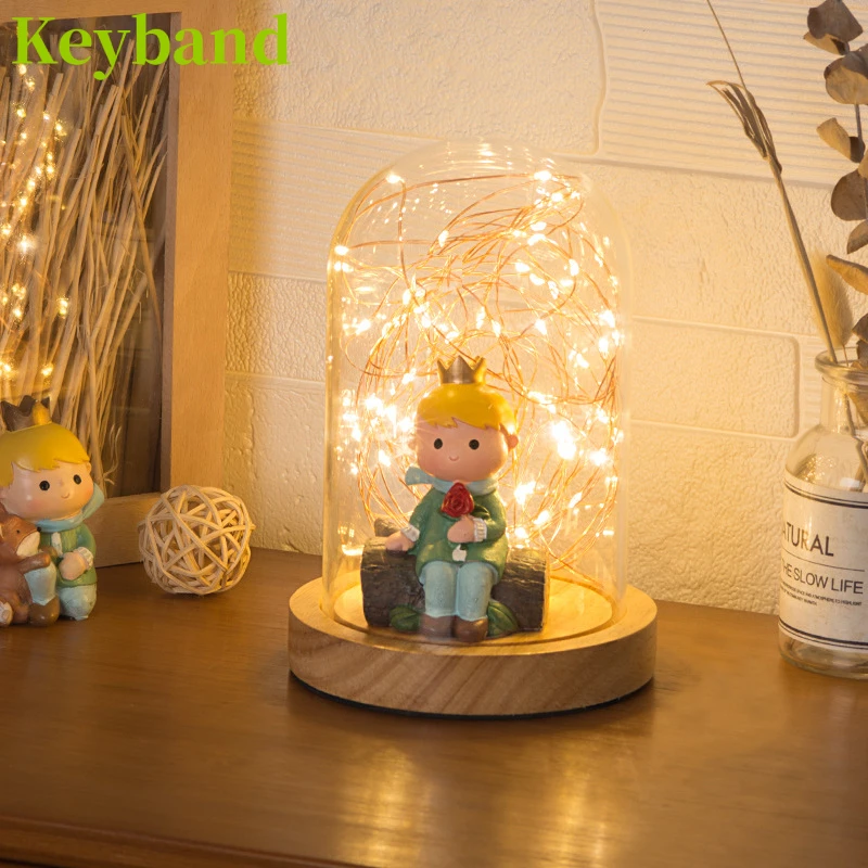 

Wood Table Lamp Christmas Gift Night Light for Children Glass Dome Lantern Home Decoration 3W DC 5V USB Port