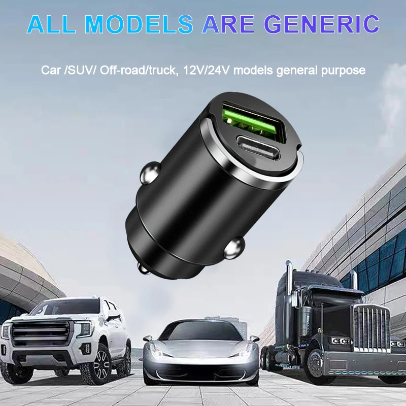 Mini 100W PD QC Pull Ring Fast Charging Car Charger USB C Car Phone Charger Adapter For iPhone 13 12 Xiaomi Samsung Huawei