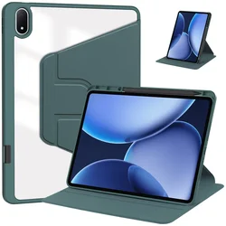 Enhanced Protective Rotating Tablet Case with Pen Holder and Acrylic Stand for Oneplus Pad 3 (Dark green)