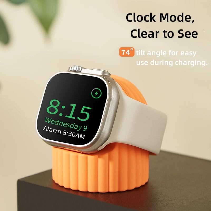 Apple Watch Charger Stand Charger Stand Mount Silicone Dock Holder Apple Watch Series 9/8/7/6/5/4/3/2/1 45mm/44mm/42mm/40mm38mm Charge waterproof case