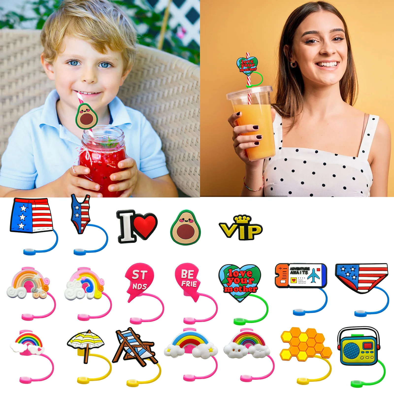 Event Planner Organizer For Work New Casual Series Straw Cap Straw Sleeve Silicone Plug Cap Decorative For