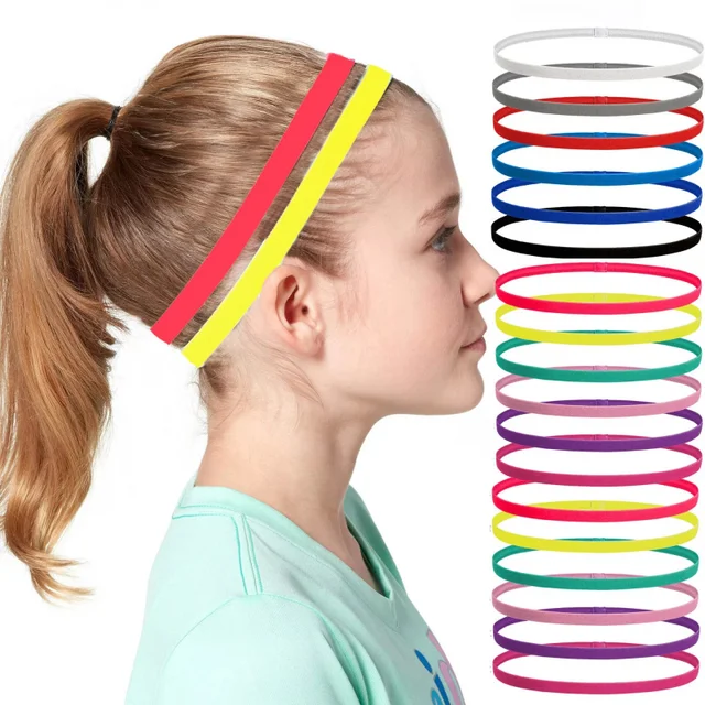 5/10Pcs Candy Color Women Men Yoga Hair Bands Sports Headband Girls Sport Anti-slip Elastic Rubber Sweatband Football Running
