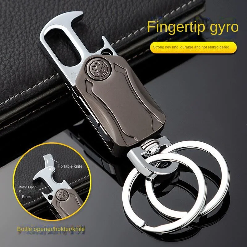 Car Keychain Metal Multifunctional Fingertip Gyroscope Bottle Opener Metal Keyring Chain Pendant Gift Mercedes Bmw Skoda Peugeot 