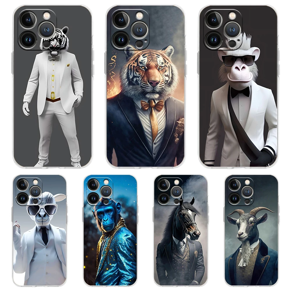 

Cartoon Animals Case for iPhone 15 14 13 12 Pro Max Cover Transparent Soft for iPhone 11 Pro Max 7 8 Plus X XS XR SE 2020 Shell