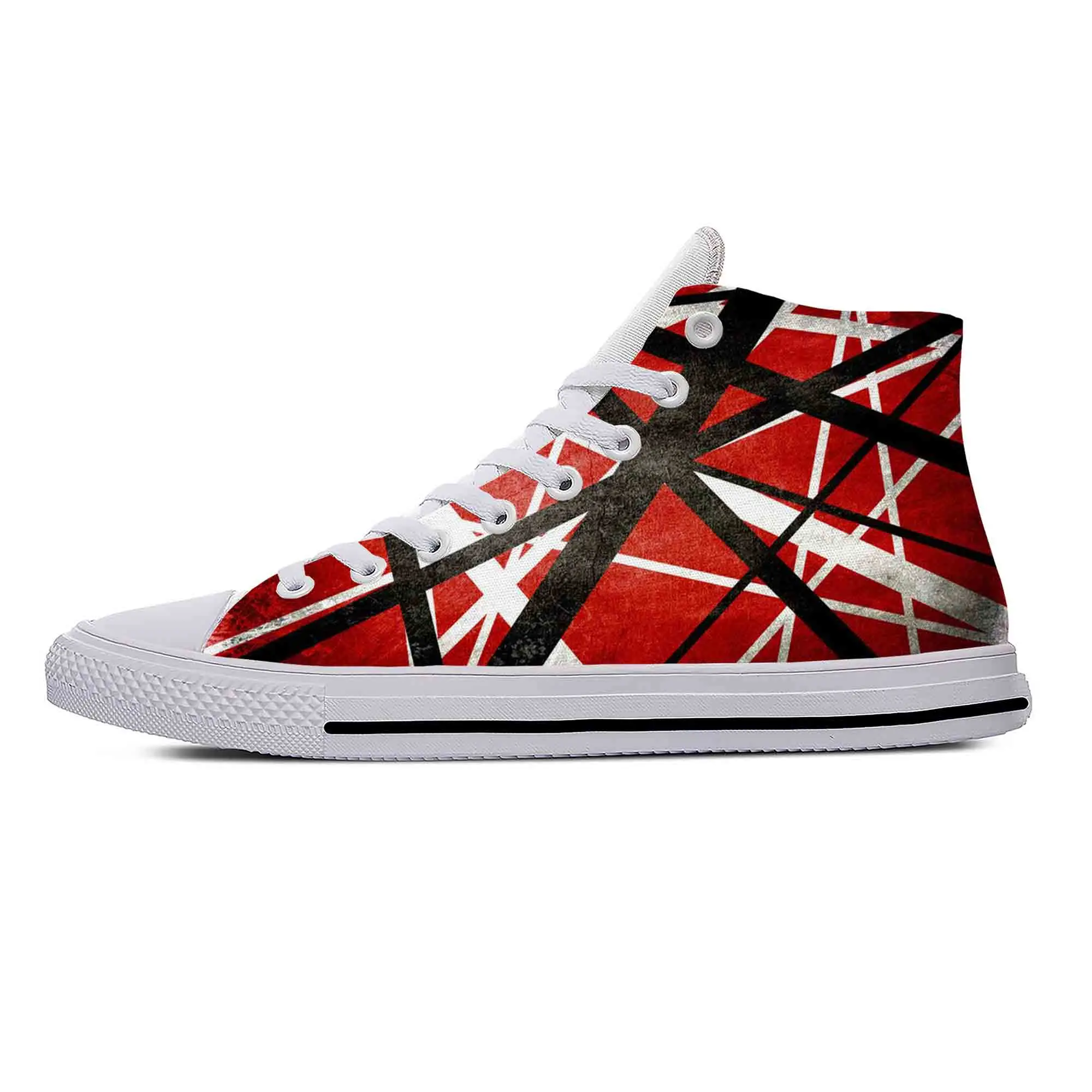 

Hot EVH 5150 Stripes Guitar Metal Rock Music Band Casual Cloth Shoes High Top Lightweight Breathable 3D Print Men Women Sneakers