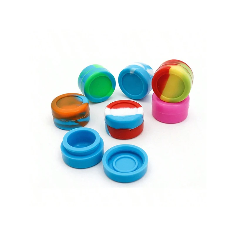 Nonstick Silicone Container Jar 3ML Oil Wax Storage Box Travel Face Cream Jar Liquid Cosmetic Ointment Container 5/10pcs
