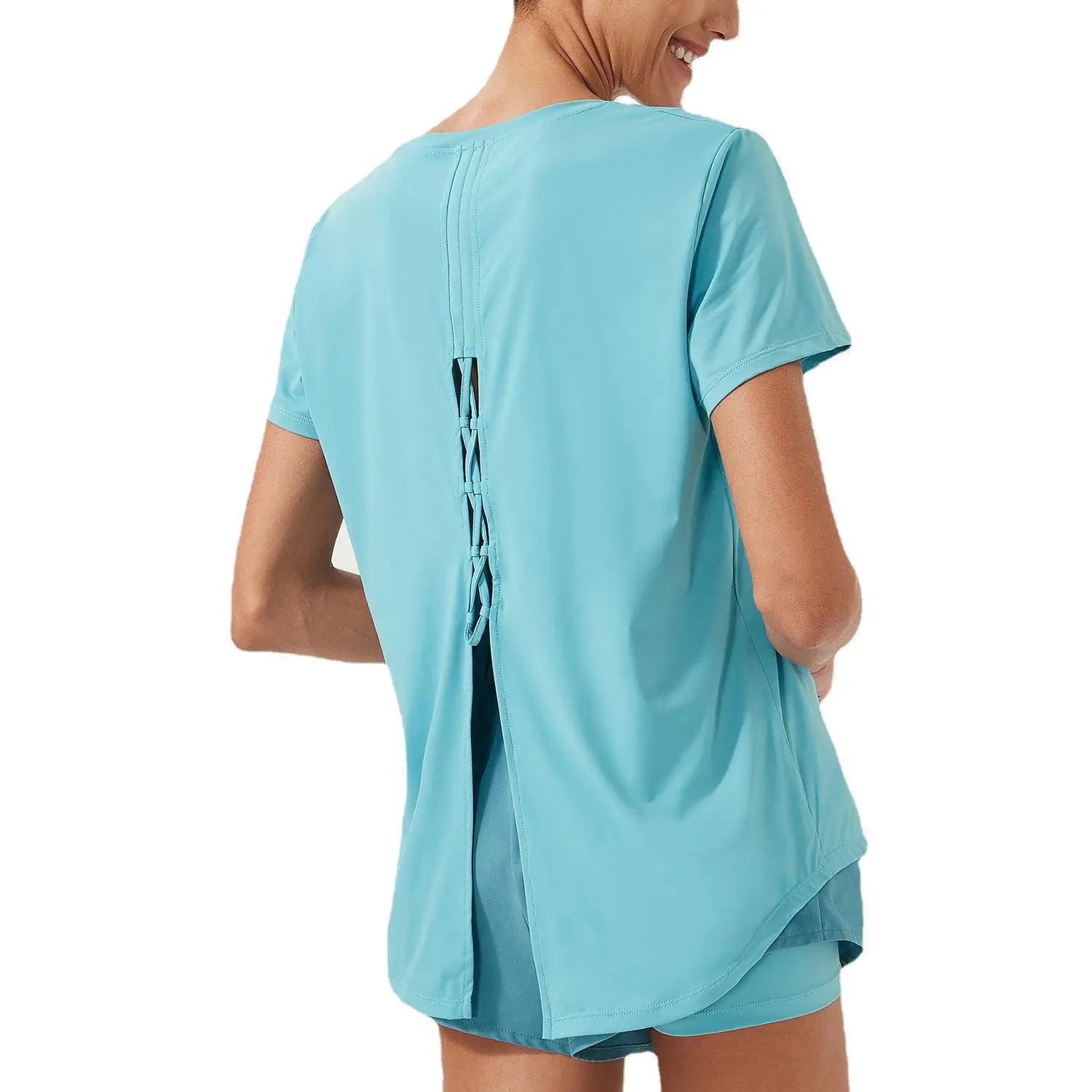Women Short Sleeve Sports Running T-Shirt Fashion Round Neck Split Hem Soft Gym Yoga Shirt Female Breathable Workout Blouse sports t shirt yoga top yoga shirt sports shirt