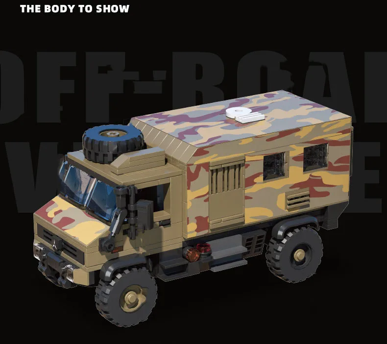 Speed ORV Baustein-Set Modernes Militärfahrzeug Unimogs U4000 Ziegelstein-Modell Armee-Auto Bausatz Spielzeug für Jungen Geschenke – Detail 4