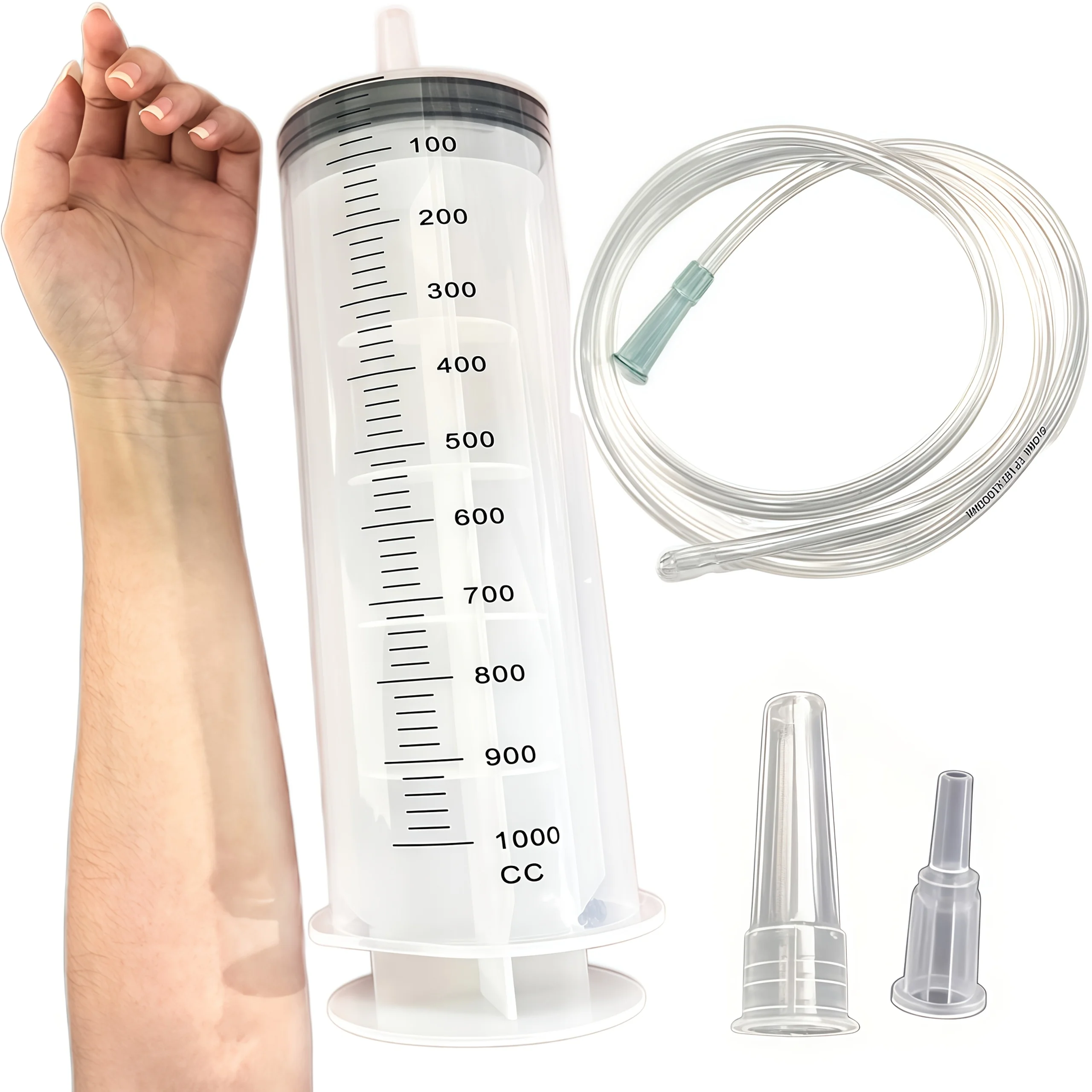 1000 ml großes Spritzenset, für wissenschaftliches Labor, Flüssigkeit, Pflanzenbewässerung, Tinte, Aquariumwasserwechsel, große Tierfütterung – Detail 4
