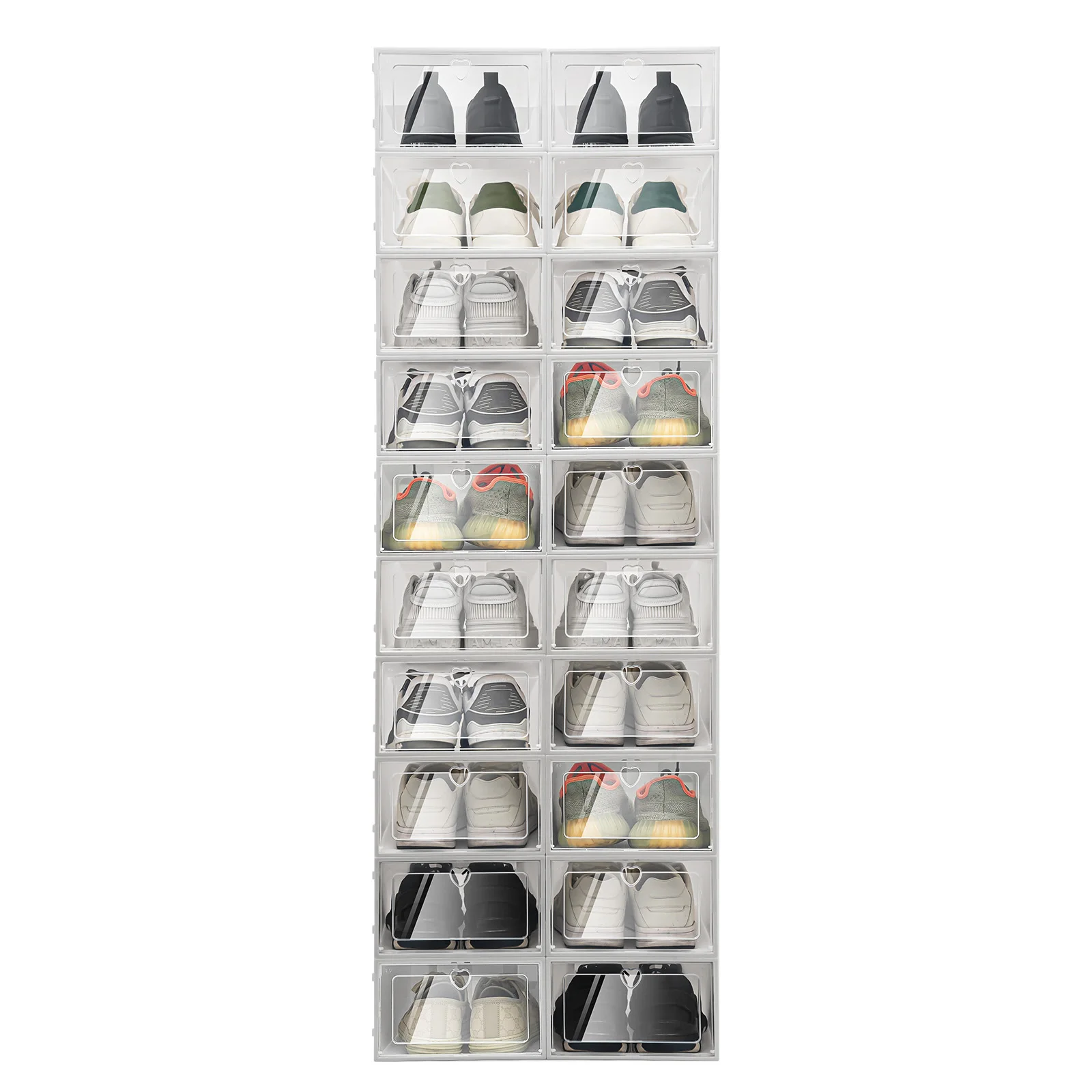 20 Pcs Shoe Organizers Transparent Shoe Rack Organiser Space Saving Boxes Stackable