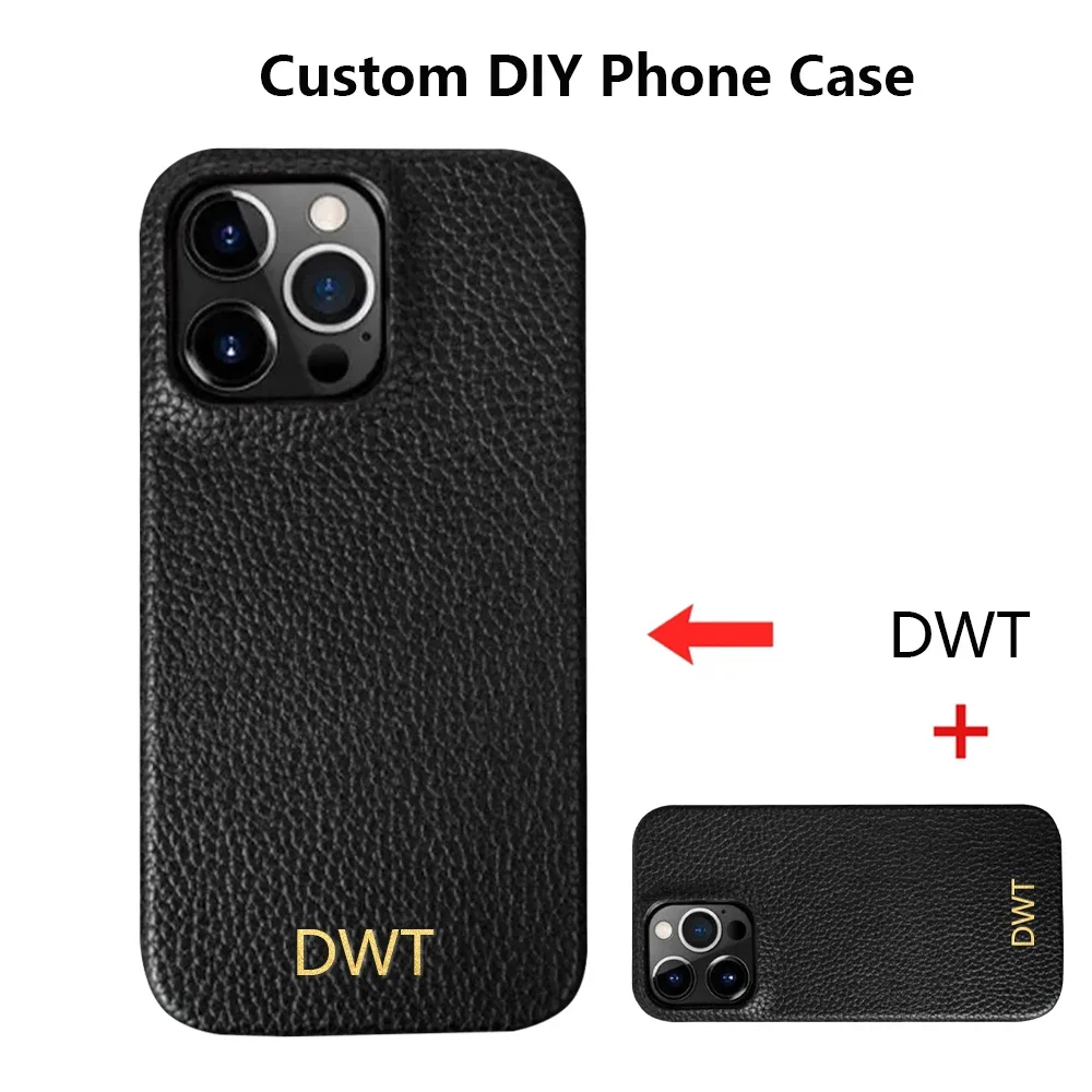Luxury Custom Logo Genuine Leather Shockproof Phone Case Cover