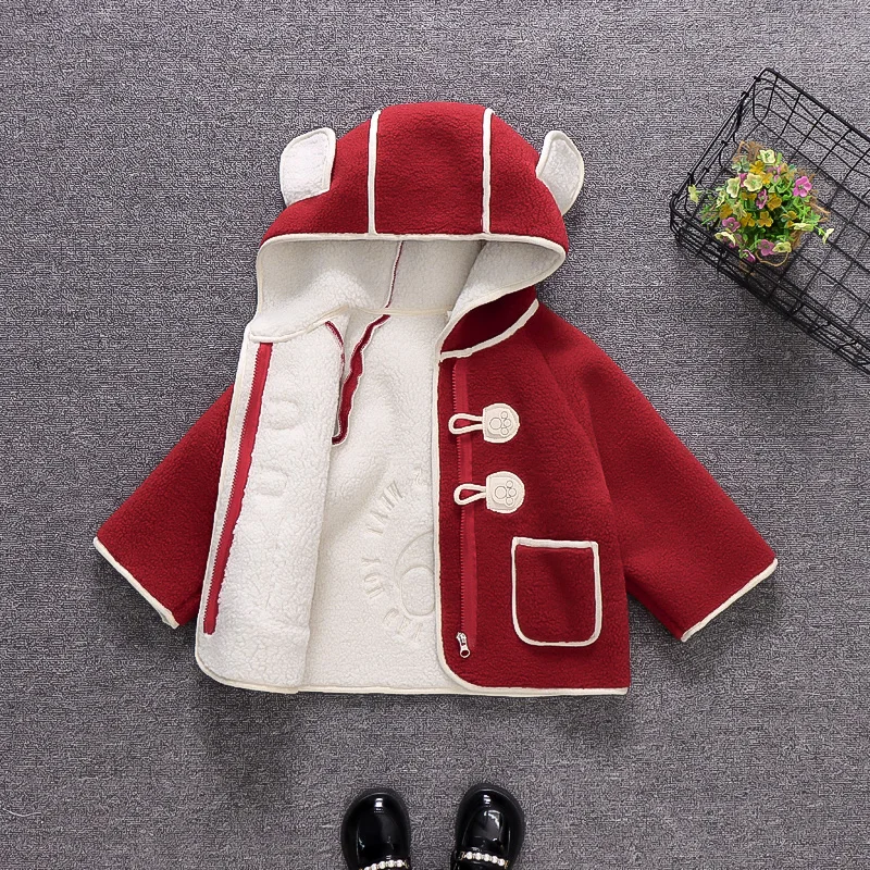 Winter New Red Christmas Party Baby Girl Coat, Fashionable Korean Style Children'S Long Sleeved Clothes (1-4 Years Old)