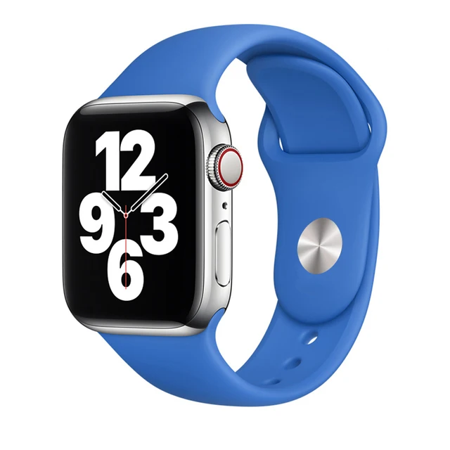 Silicone Strap For Apple Watch Band 44mm 41mm 45mm 40mm 38mm Smart Watch Sports Rubber Bracelet iWatch 6  Serie 7 SE Watchband Wave blue
