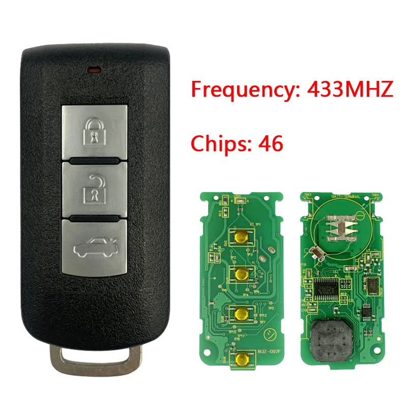

CN011002 3 Buttons Aftermarket Remote key for Mitsubishi ASX Lancer Outlander Smart Card 433MHz FSK with PCF7952A chip