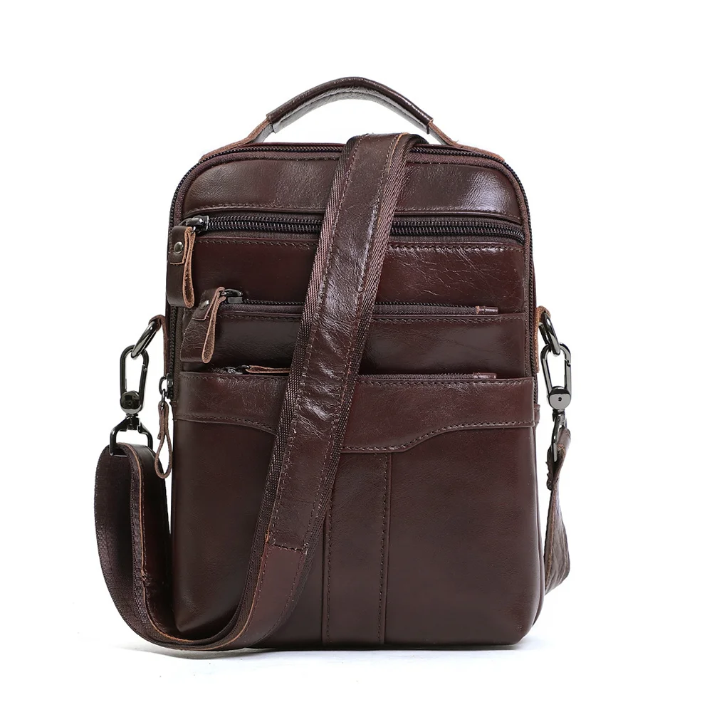 

Vintage Men's Genuine Leather Crossbody Bags for Men Ipad Shoulder Bag Casual Business Small Messenger Bag High Quality