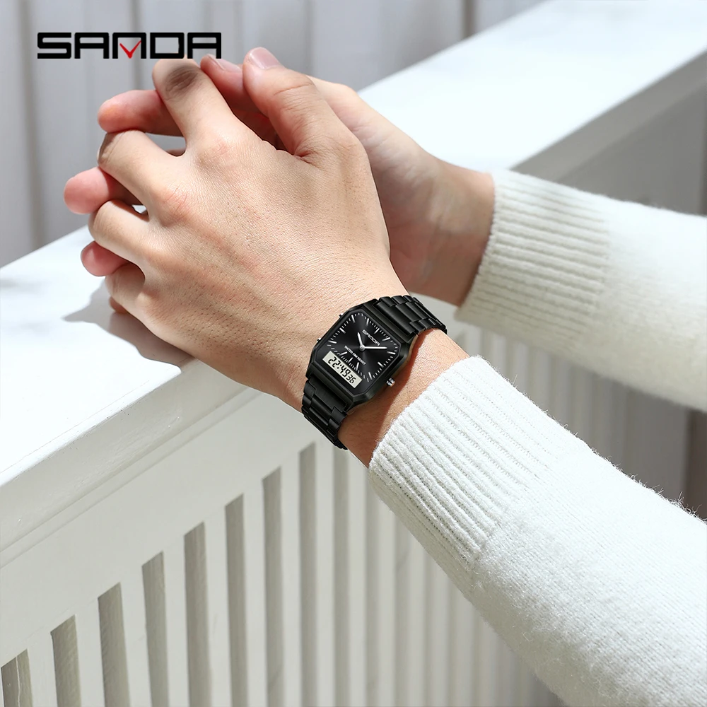 SANDA 747 ساعة فاخرة ذات طراز فني من الفولاذ المقا...