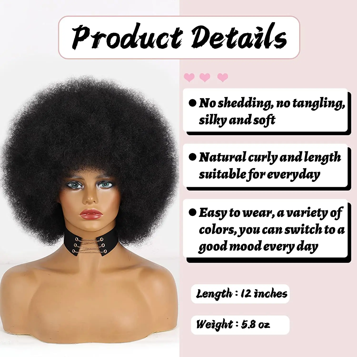 Curto Afro Kinky Curly Perucas com Franja