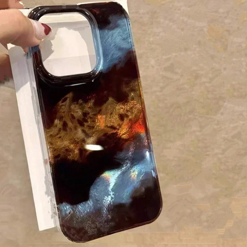 Vortex Pattern Amber Black Brown Blend Silicone Phone Case For iPhone 17 16 11 12 13 14 15 Pro Max XR Plus SE2 16E 17 Air Cover - 2