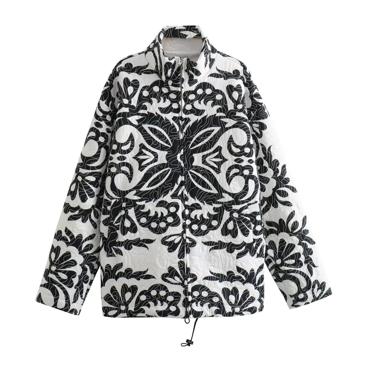 

Women New Fashion Printed Thickened Jacket Coat Vintage Long-Sleeved Zipper Pocket All-Match Casual Female Outerwear Chic Tops