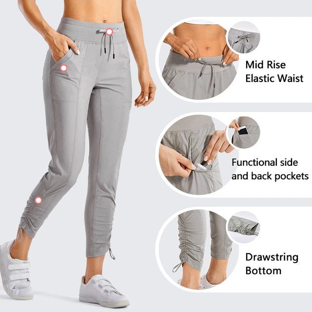 CRZ YOGA Women's Go to Studio Jogger Striped Cargo Pants Drawstring Leg 7/8  Workout Casual Pants