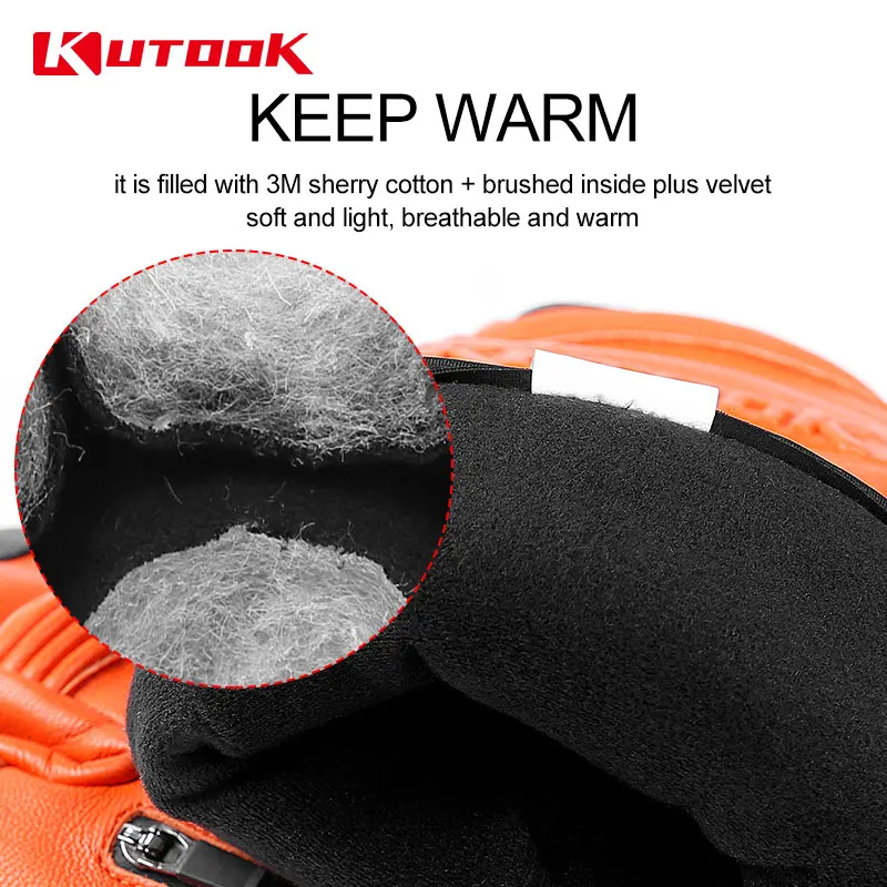 KUTOOK Winter Ski Gloves Goatskin Leather Mittens 3M Thinsulate Snowboard Gloves Thermal Warm Skiing Gloves Waterproof Men Women 3