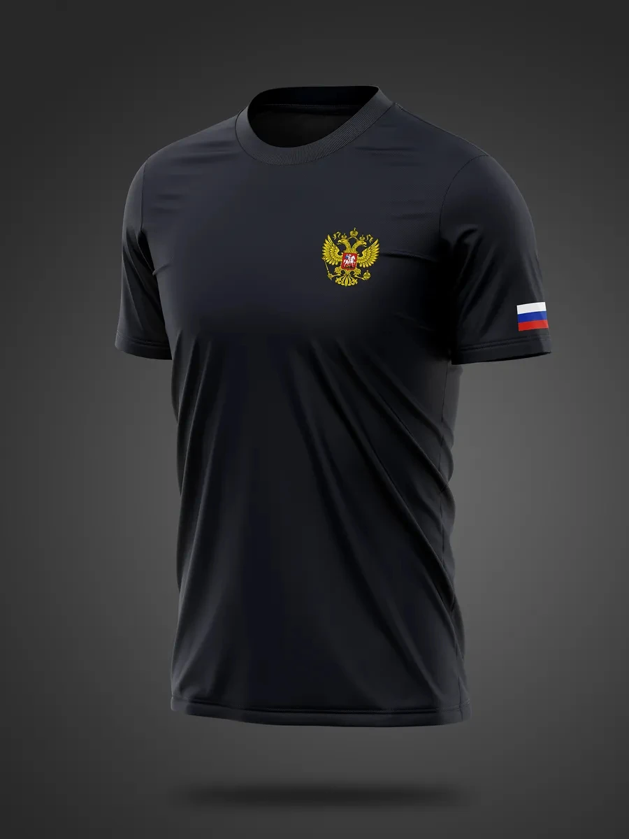 Sommer Russische Adler-Flagge Bedruckte Baumwoll-T-Shirts Herren Kurzarm-T-Shirts Übergroße O-Ausschnitt Weiche Oberteile Lässige Männerkleidung – Detail 12