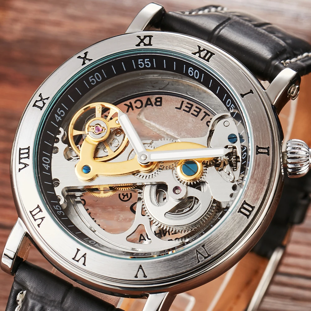 MECHANICAL AUTOMATIC WATCHES MAN WATERPROOF WRIST WATCH For Men LUXURY SKELETON MALE CLOCK STAINLESS STEEL SELF WIND Mens Watch - 4