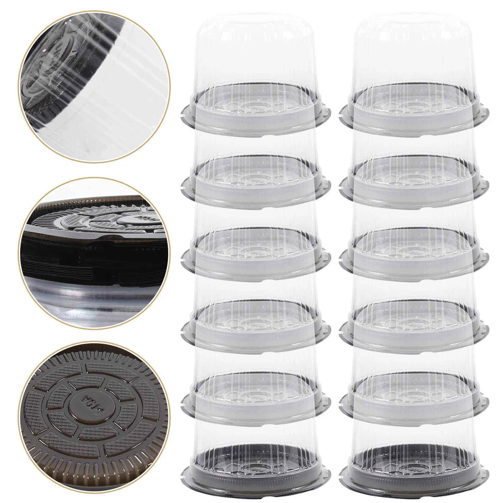 20 Pcs Round Cake Box With Lid Clear Food Container Disposable Dessert Holder Baking Supplies Storage Package Fruit Case Cake